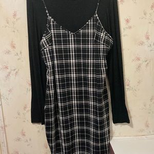Black and white dress with plaid